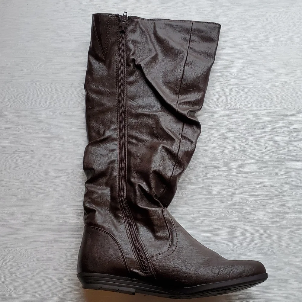 Cliffs by White Mountain Brown Faux Leather Mid Calf Fighter Boot 7.5 NWOT